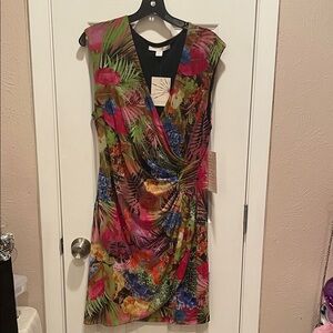 Boston Proper Tropical Print Sleeveless Midi Dress